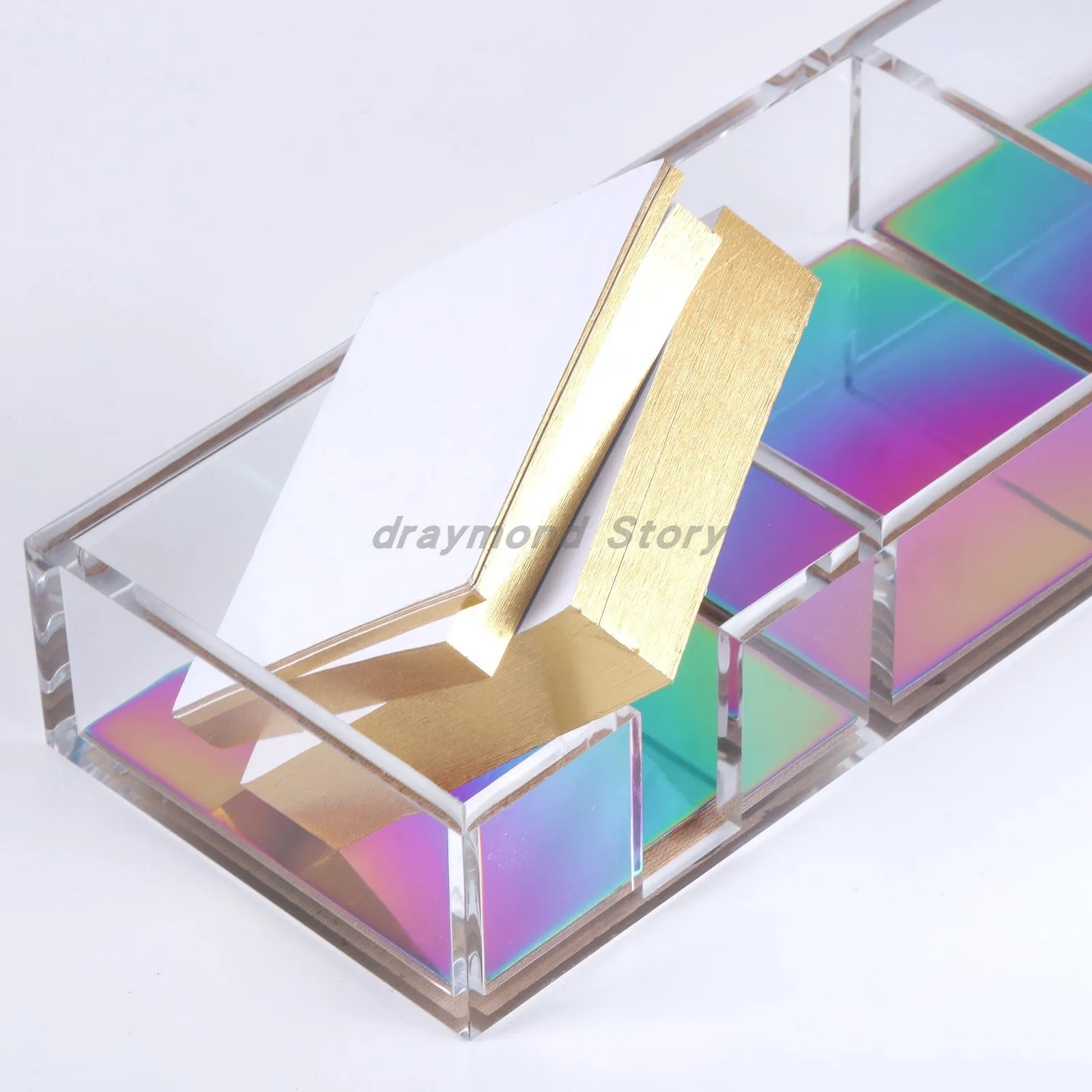 Acrylic Desk Organizer with notepad (Gold, Rose Gold,Colorful )