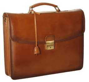 Ashwood Dorchester Orlando Single Lock Tan Leather Briefcase