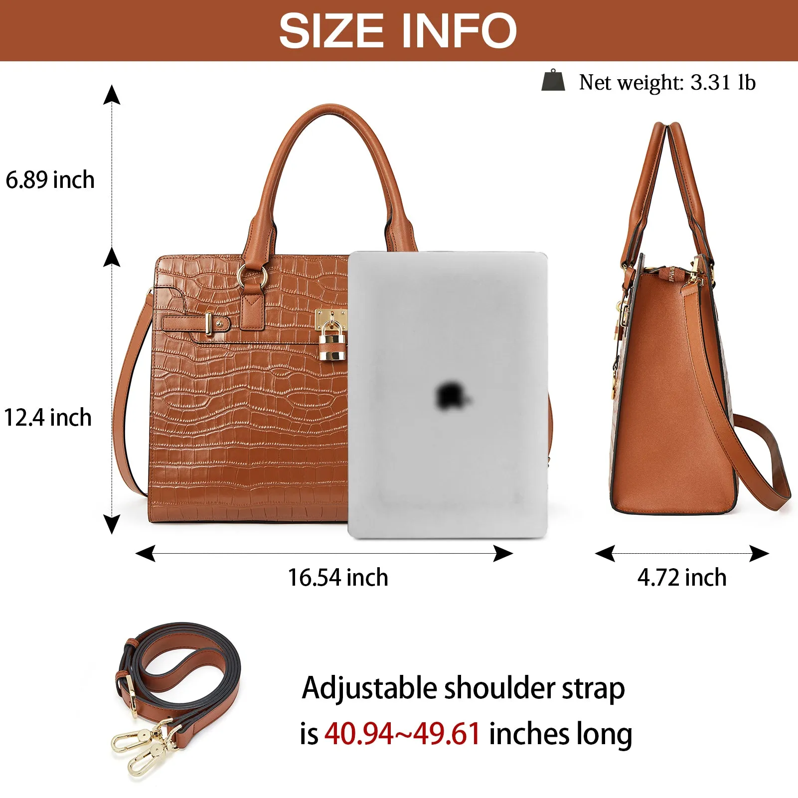 BOSTANTEN Briefcase for Women 15.6 inch Leather Laptop Bag Vintage Slim Lawyer Business Bag Stylish Work Purse