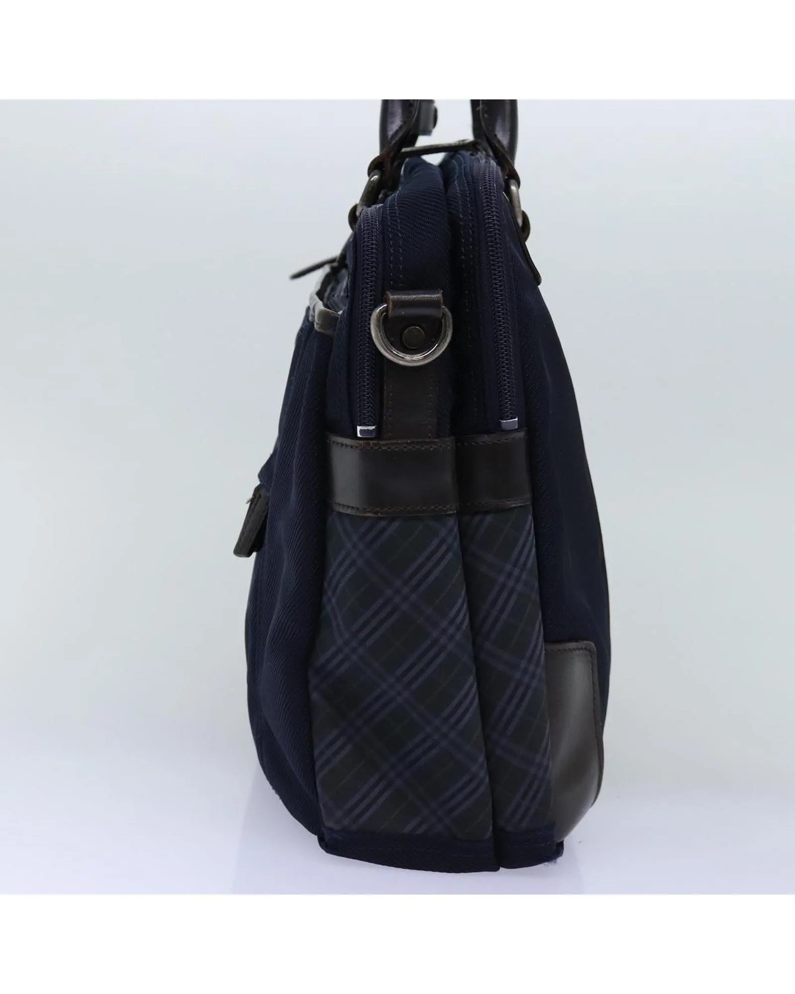 BURBERRY Black Label Briefcase Blue Canvas and Leather