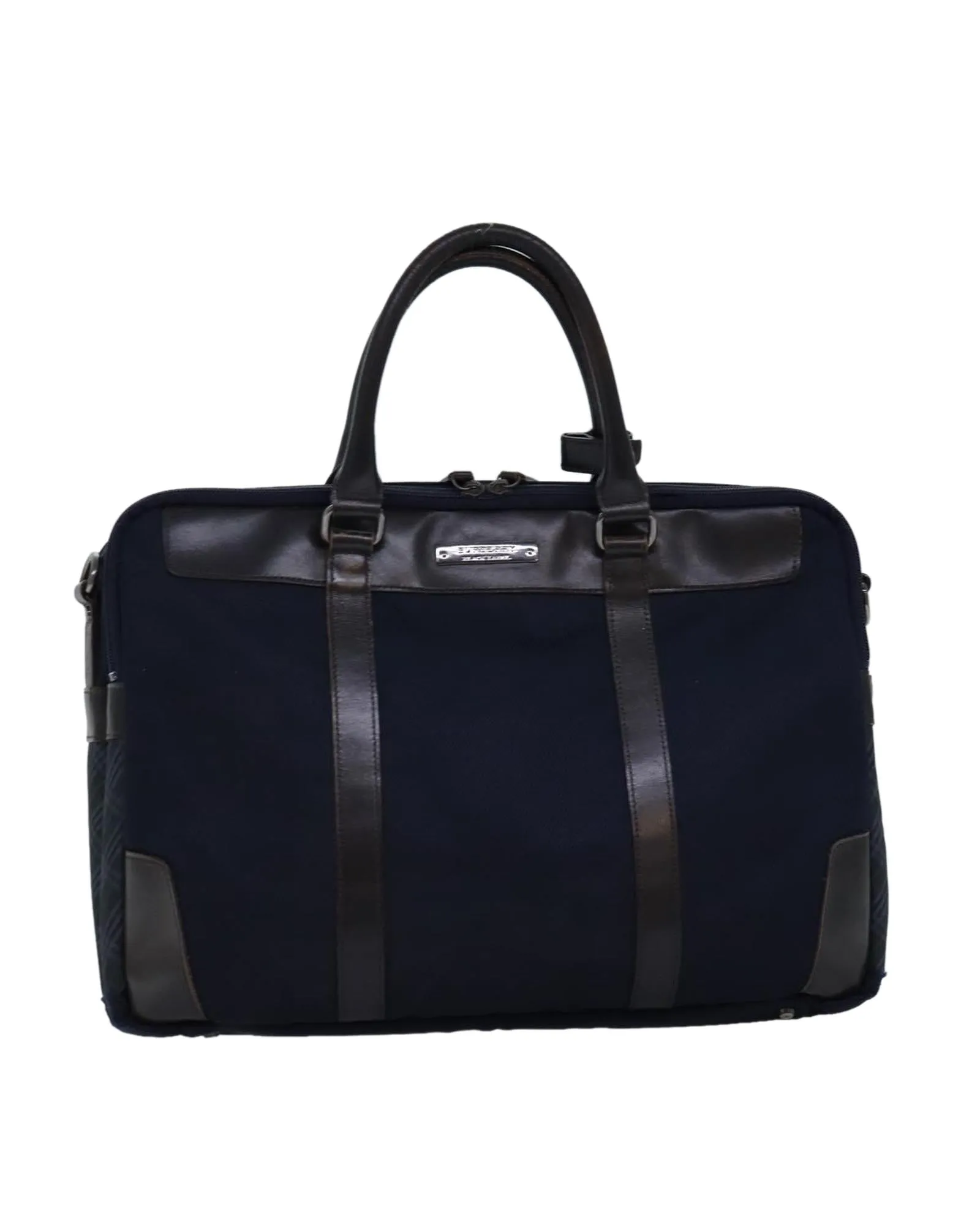 BURBERRY Black Label Briefcase Blue Canvas and Leather