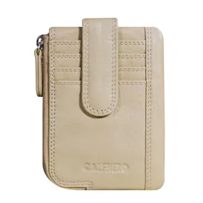 Calfnero Leather Men's Card Case (Beige)