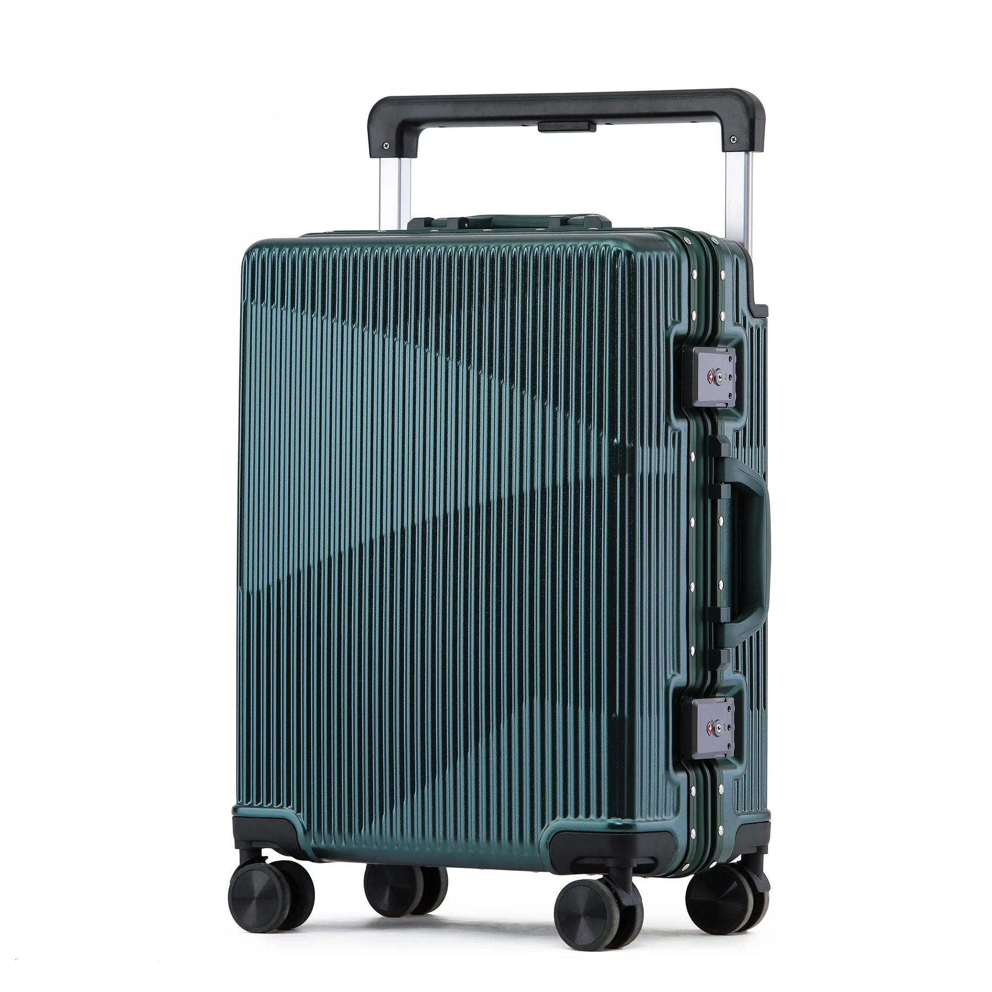 Clownfish Aeroglide Series Trolley Bags for Travel | Suitcase for Travel | Cabin Trolley Bags Luggage Bags | Polycarbonate | 41 litres | Metallic Bottle Green