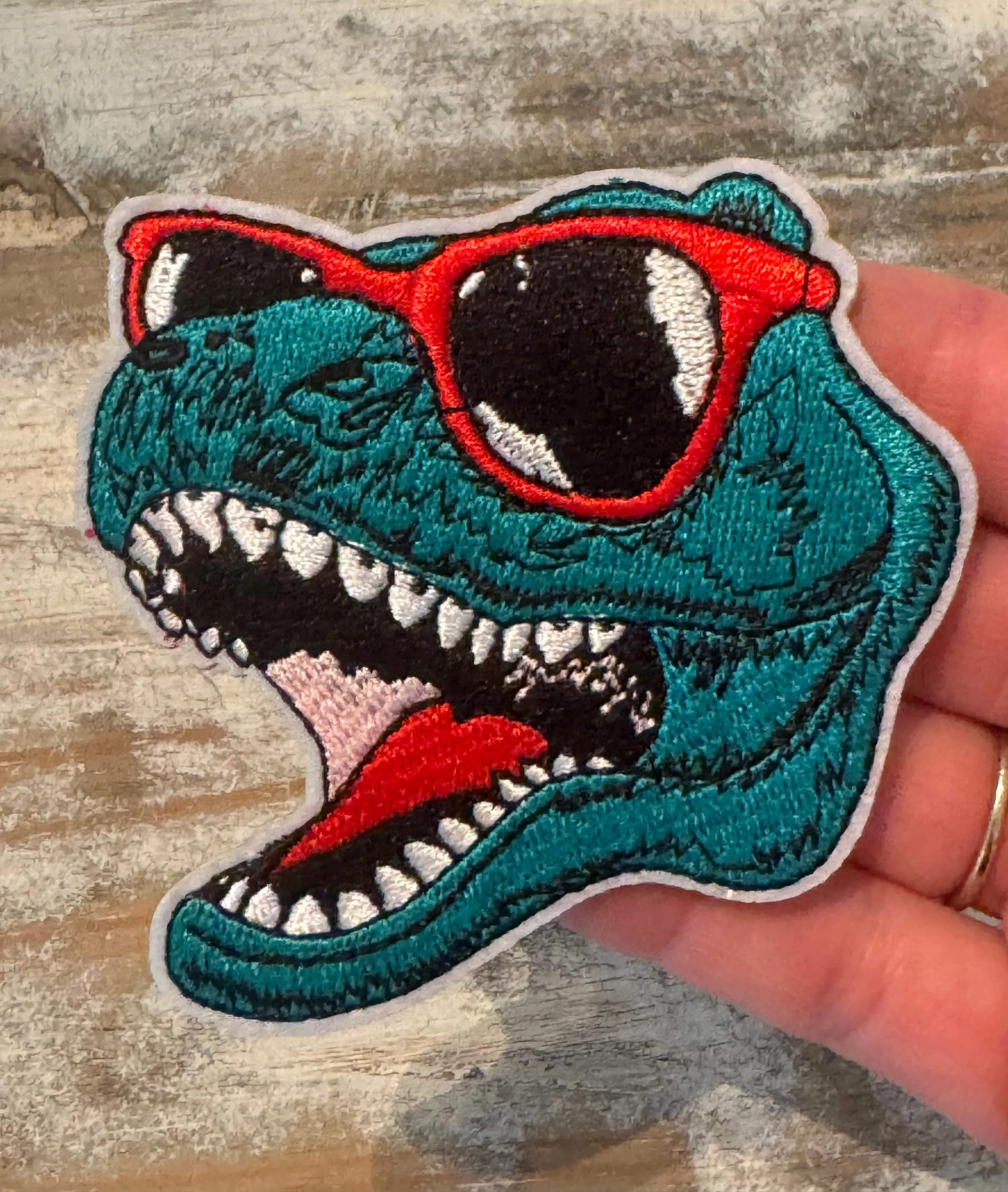 Cool T-Rex Dinosaur Iron On Patch