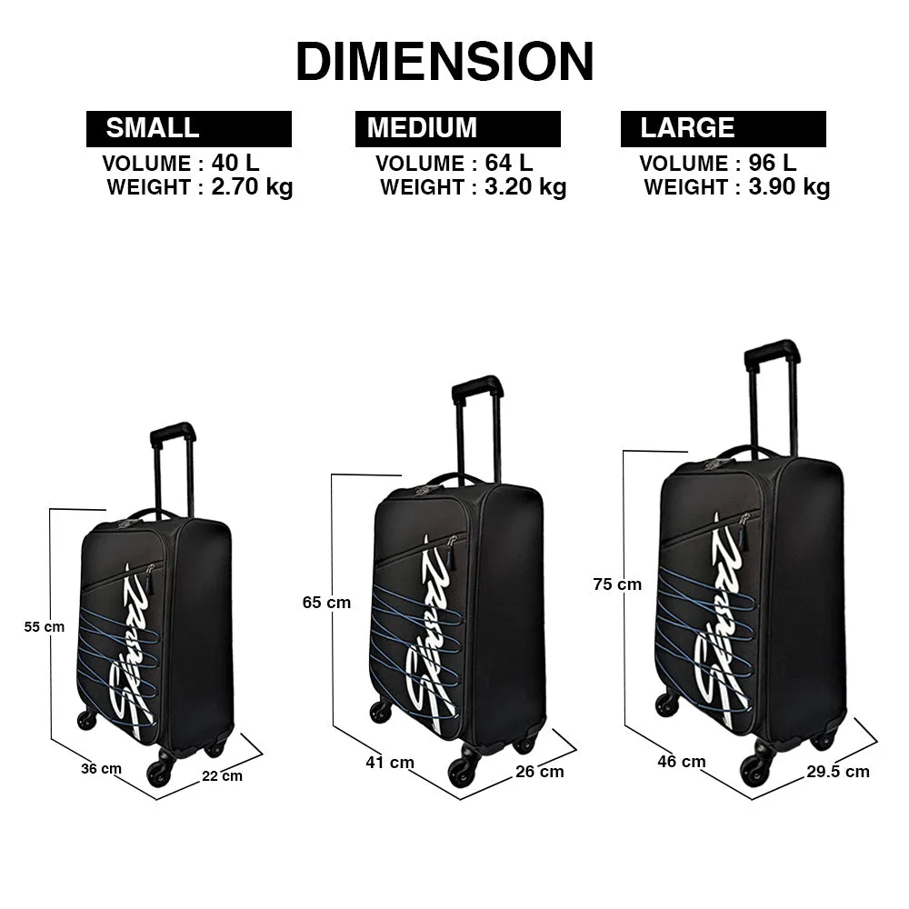 Elegant Sport Square Trolley Bag Medium Suitcase for Travelling-Black and Blue