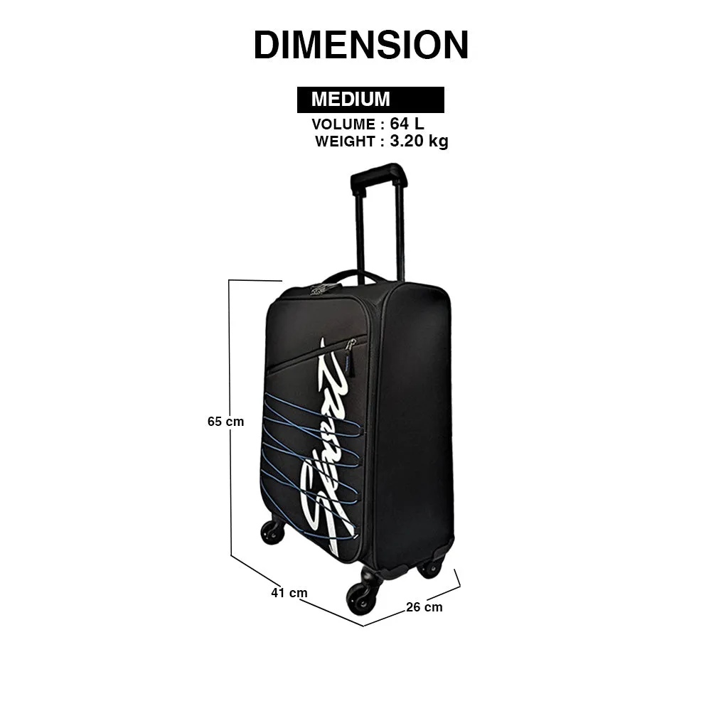 Elegant Sport Square Trolley Bag Medium Suitcase for Travelling-Black and Blue