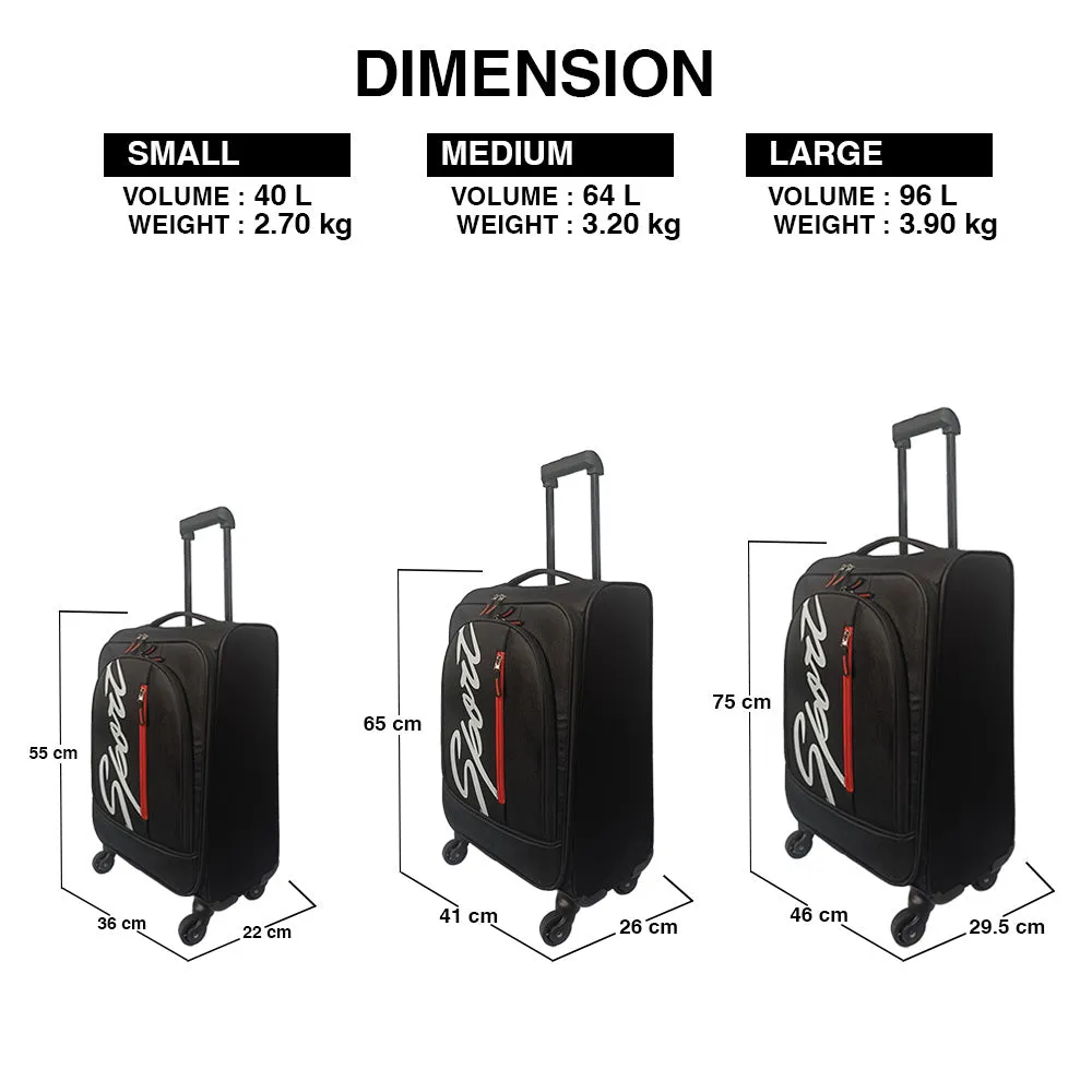 Elegant Sport Vertical Trolley Bag Medium Suitcase for Travelling-Black and Orange