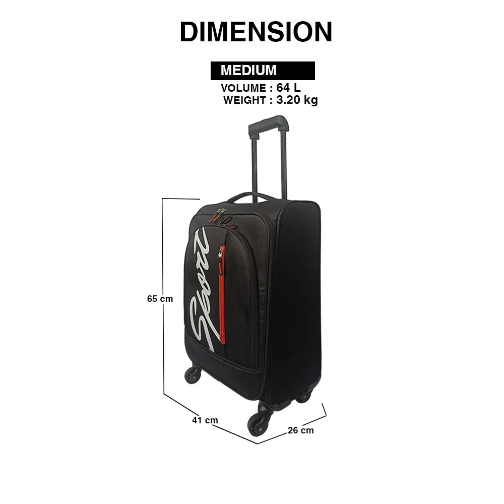 Elegant Sport Vertical Trolley Bag Medium Suitcase for Travelling-Black and Orange