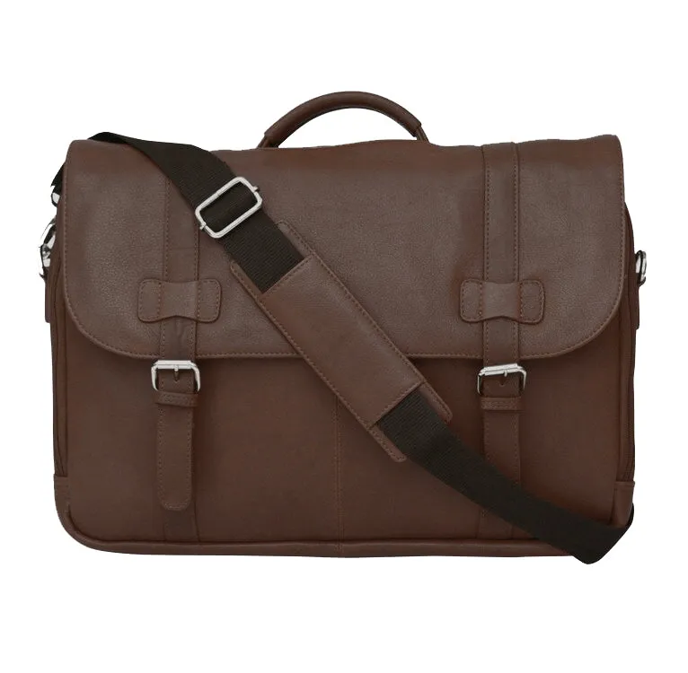 Felda Firenze Brown Leather RFID Flap Over Briefcase