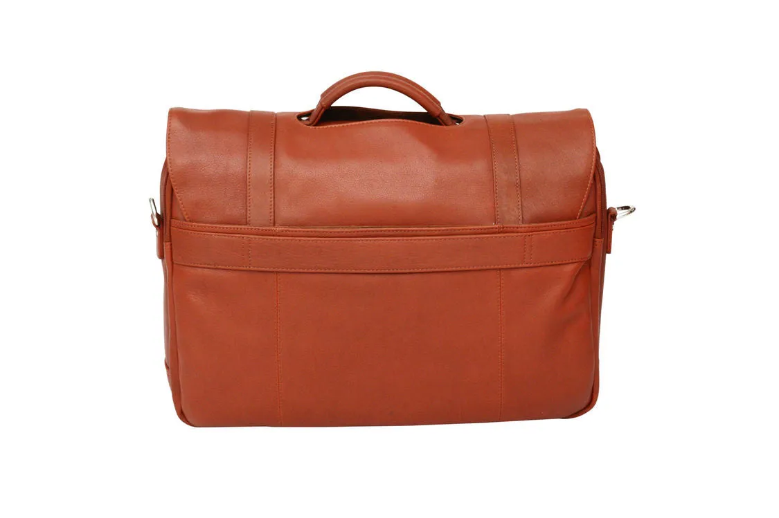 Felda Firenze Cognac Leather RFID Flap Over Briefcase