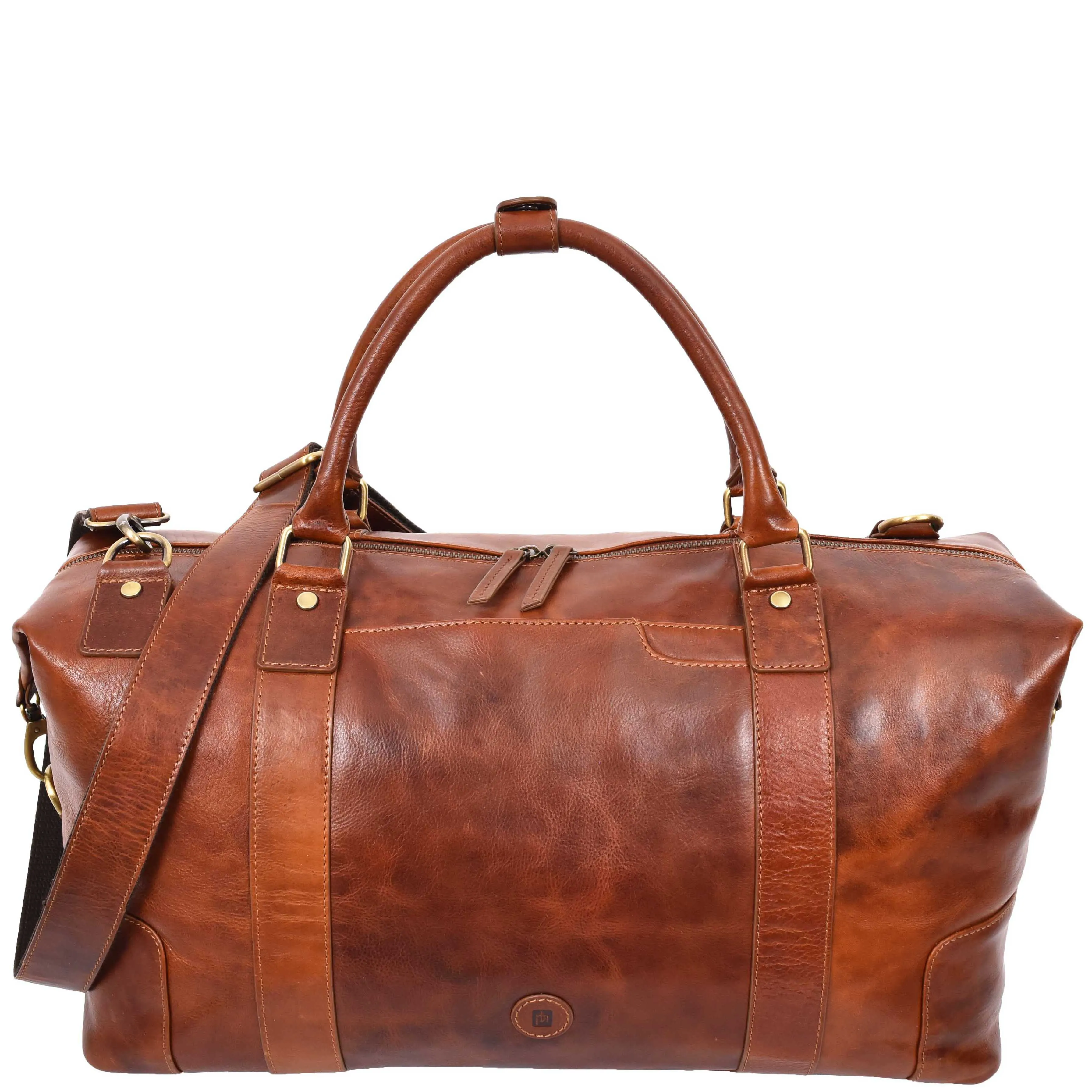 Genuine Leather Overnight Weekend Duffle Bag Travel Holdall A500 Cognac