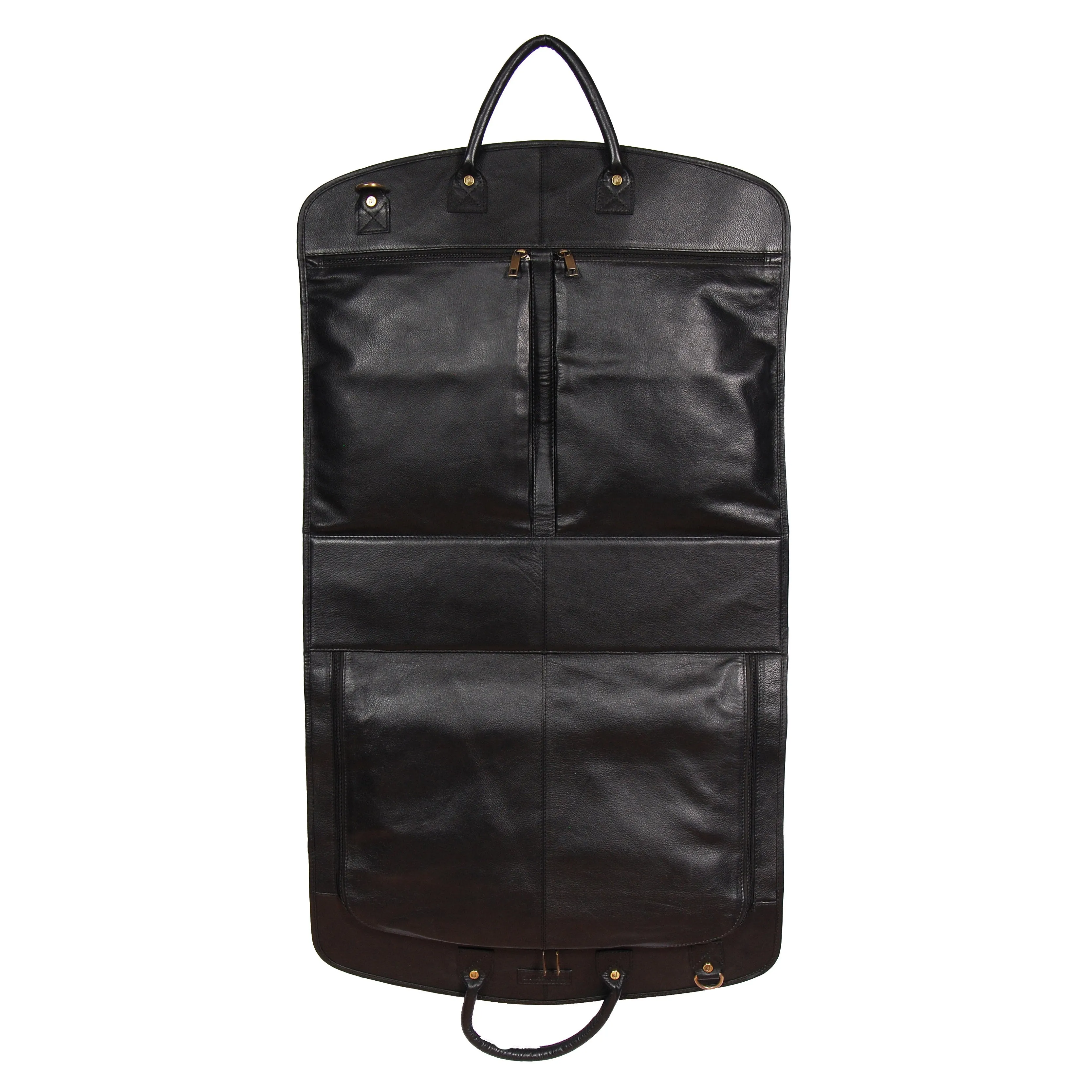 Genuine Soft Leather Suit Carrier Dress Garment Bag A173 Black