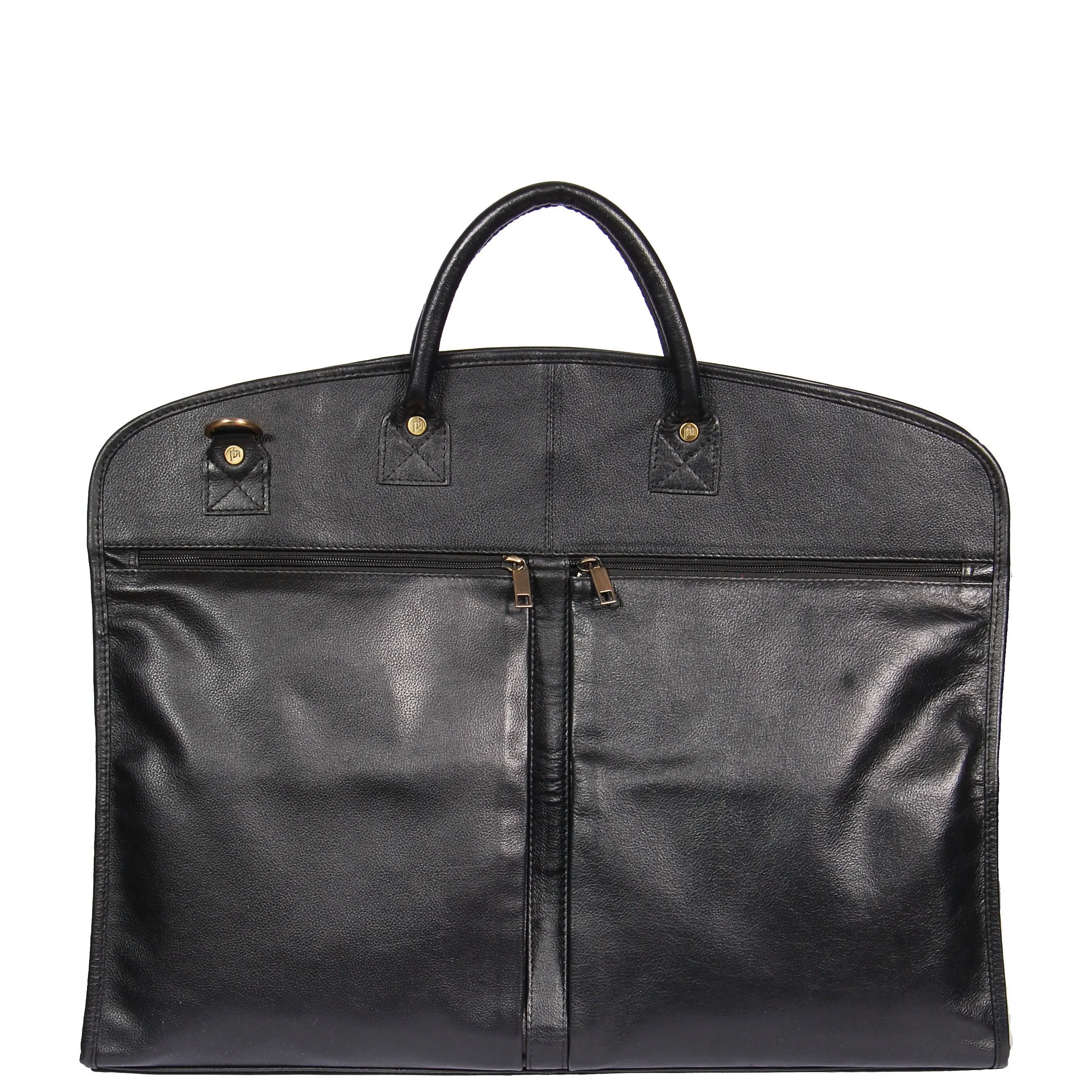 Genuine Soft Leather Suit Carrier Dress Garment Bag A173 Black