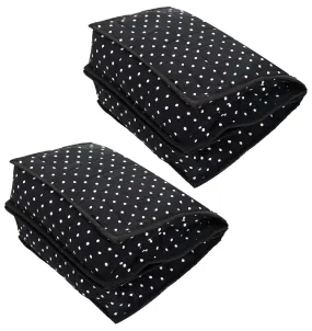 Heart Home Dot Printed Cotton Garments Storage Bag For Undergarments Lingerie Innerwear: Socks: Dipper With 2 Tranasparent Compartment- Pack of 2 (Black) -45HH036