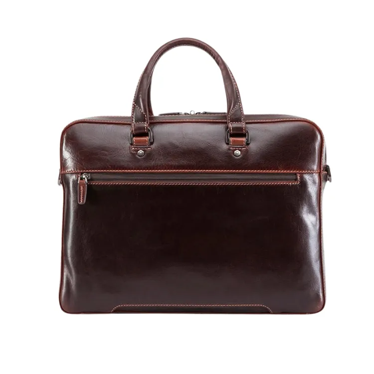 Jekyll & Hide Slim Zip Top Briefcase - Tobacco