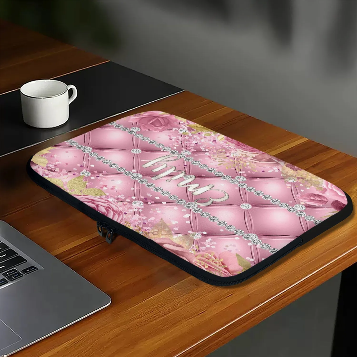 Laptop Sleeve - without handles - Pink Floral - Personalised