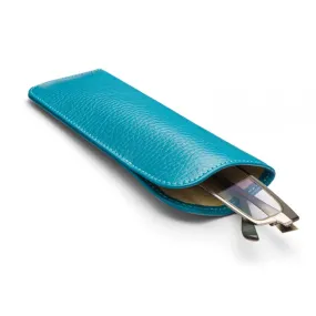 Large Leather Glasses Case - Cornflower Blue