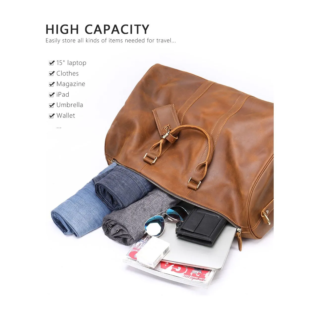 Luxury Leather Travel Briefcase Bag