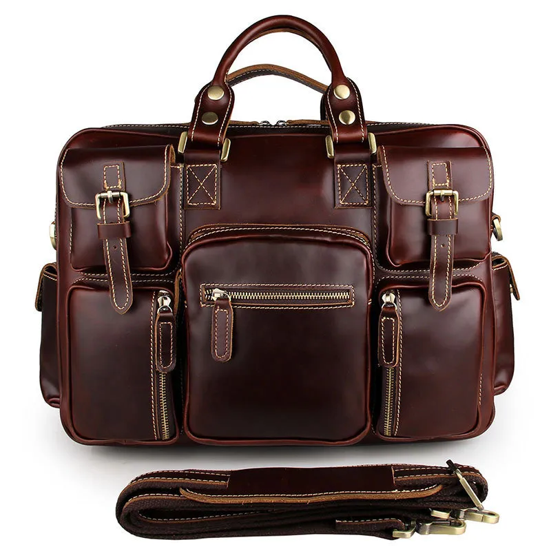 Luxury Multi Pockets Genuine Leather Business Briefcase 7028