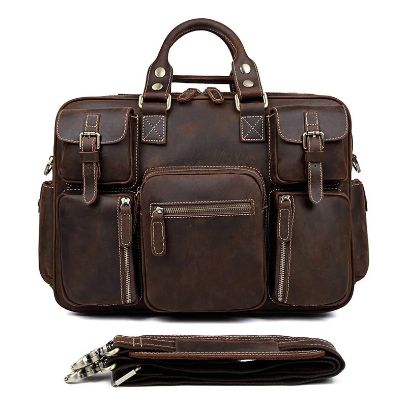 Luxury Multi Pockets Genuine Leather Business Briefcase 7028