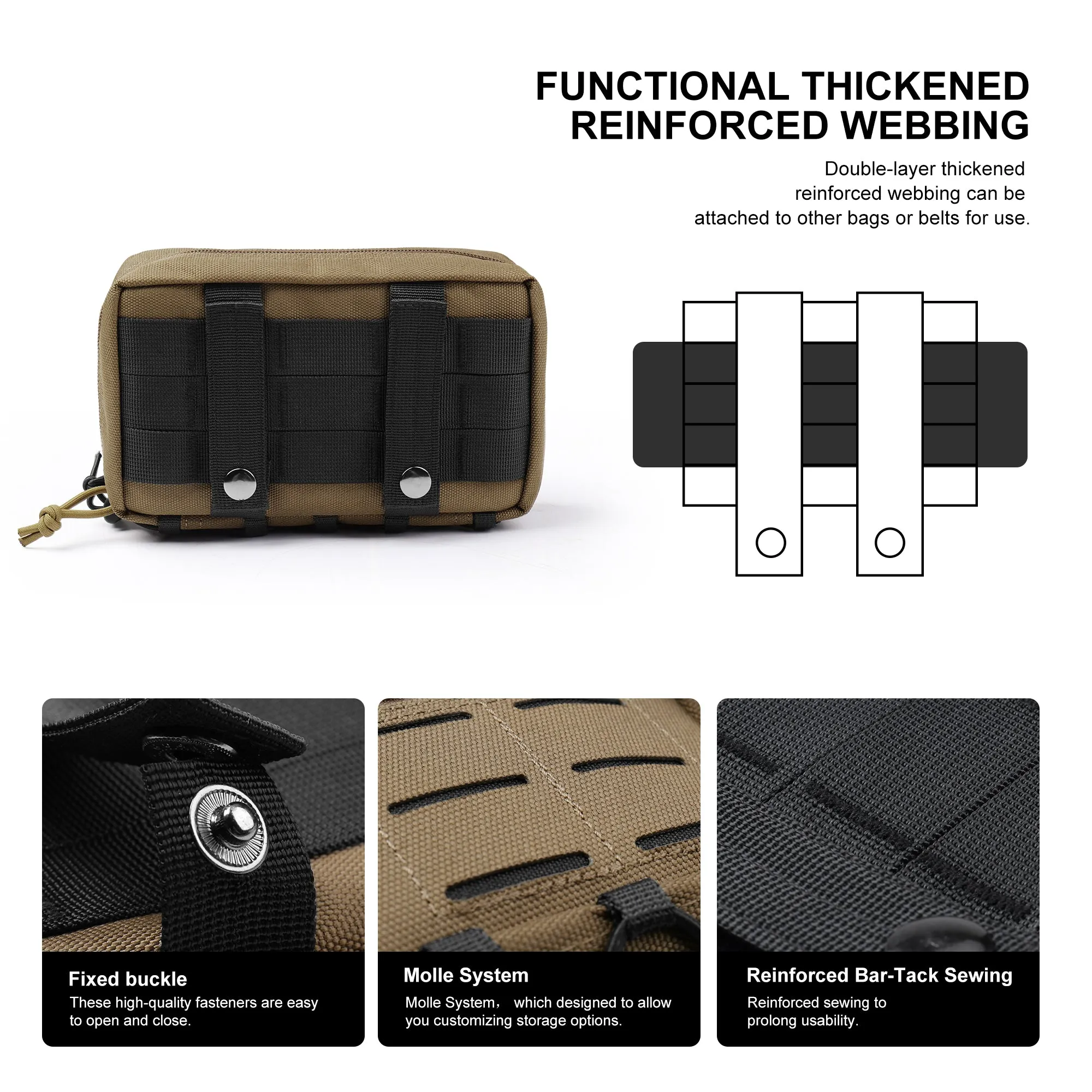 [M6616] Mardingtop 600D Molle Tactical Utility Pouch,Military Small Molle Pouch, EDC Tool Pouch Bag