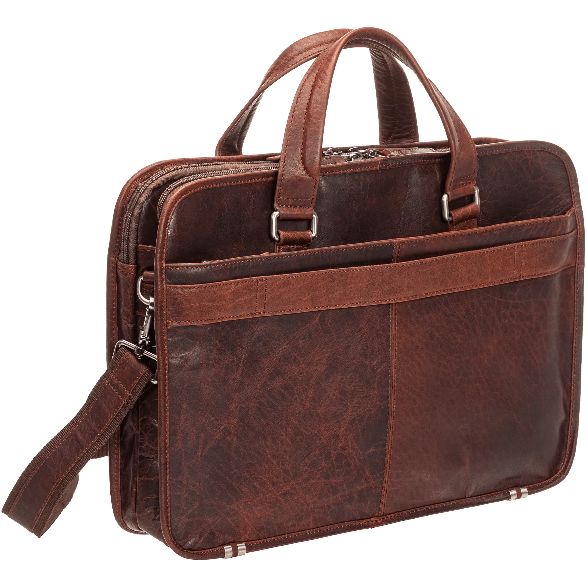 Mancini BUFFALO Triple Compartment Briefcase for 15.6” Laptop / Tablet