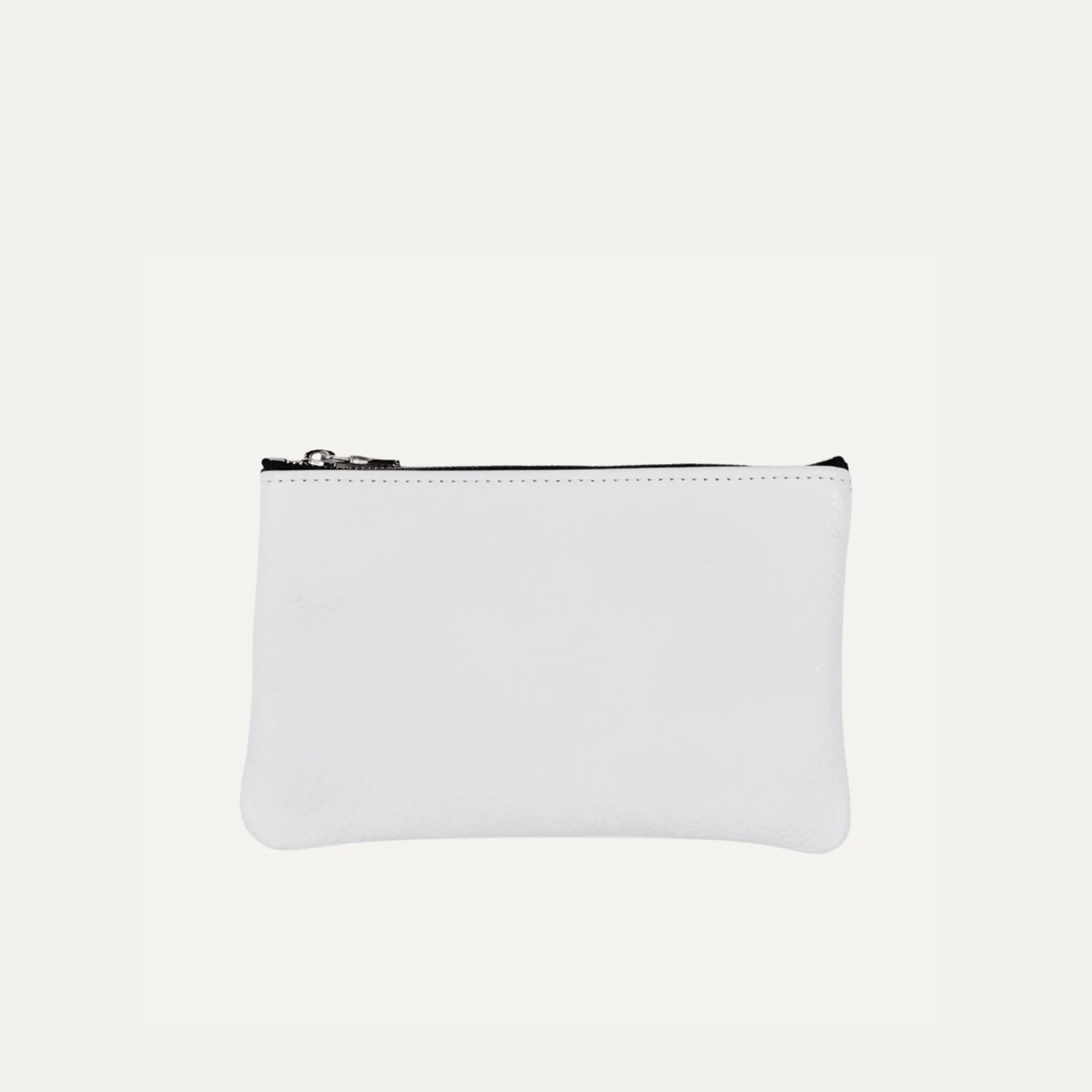 Pauly Pouch Organizer | White Leather   Silver Hardware