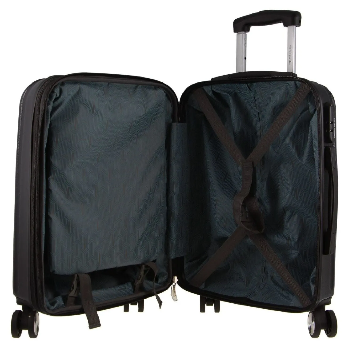 Pierre Cardin Hard Shell 4 Wheel Suitcase - Cabin - Black - Expandable