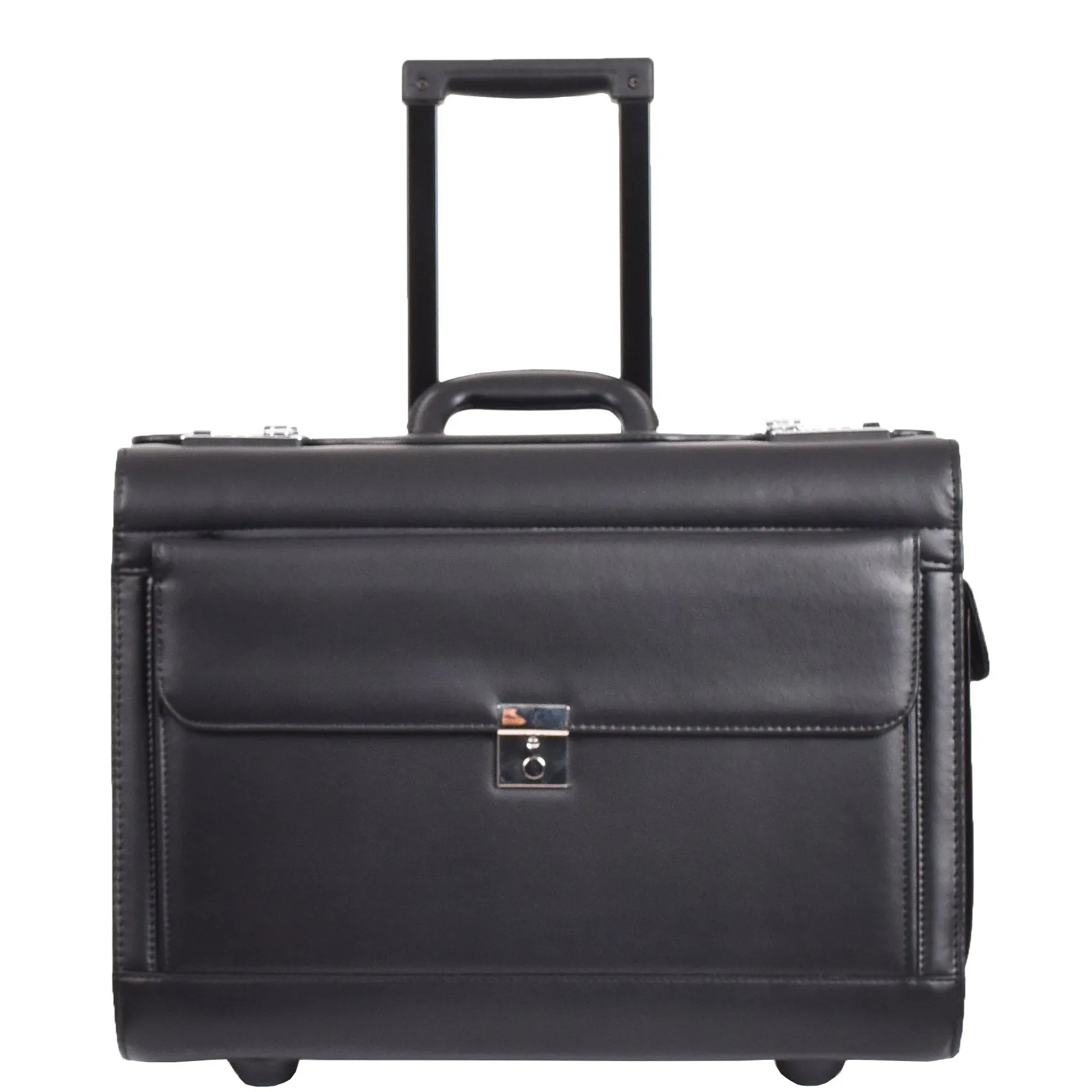 Pilot Case on Wheels Faux Leather Large Business Briefcase Luxor Black