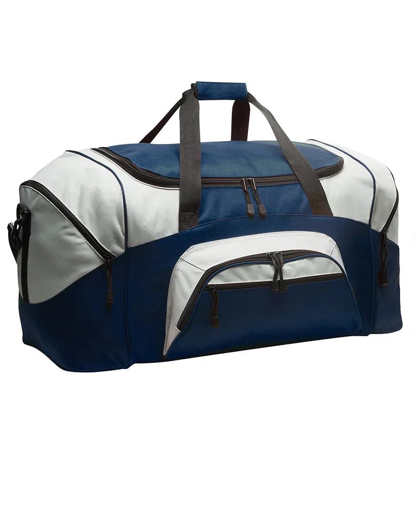 Poly Colorblock Sport Duffel  With Two Large Zippered Pockets