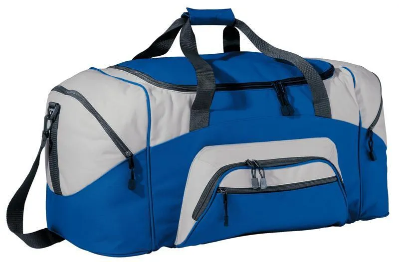 Poly Colorblock Sport Duffel  With Two Large Zippered Pockets