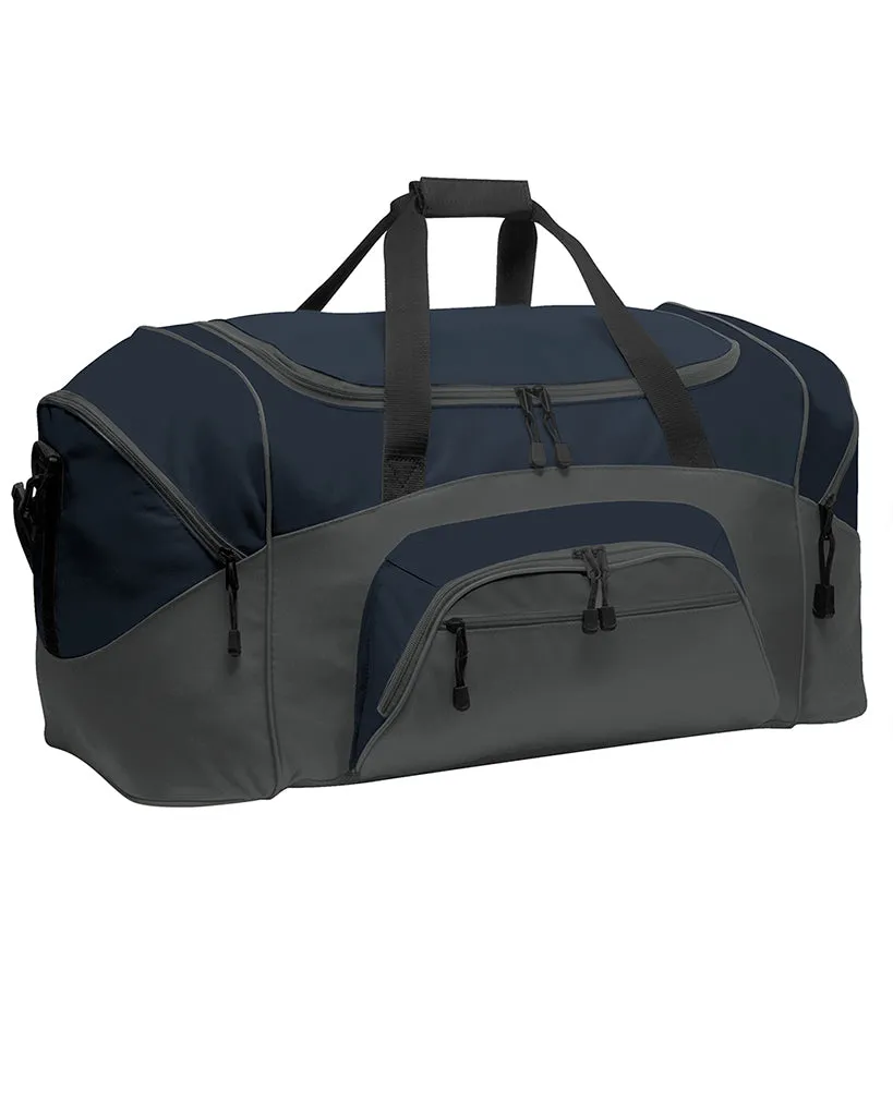 Poly Colorblock Sport Duffel  With Two Large Zippered Pockets