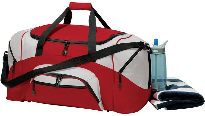 Poly Colorblock Sport Duffel  With Two Large Zippered Pockets