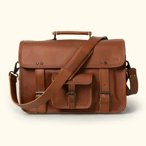 Roosevelt Buffalo Leather Briefcase Bag | Amber Brown