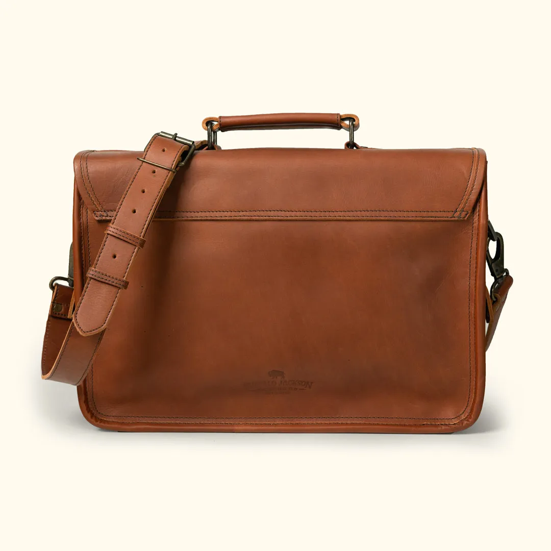 Roosevelt Buffalo Leather Briefcase Bag | Amber Brown