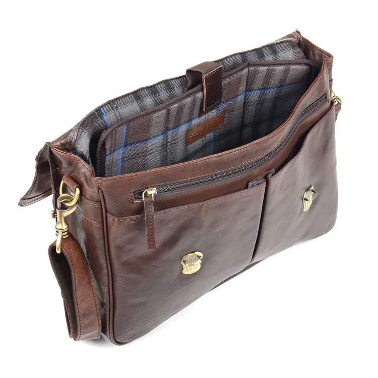 Rowallan Brown Classic Soft Leather Briefcase