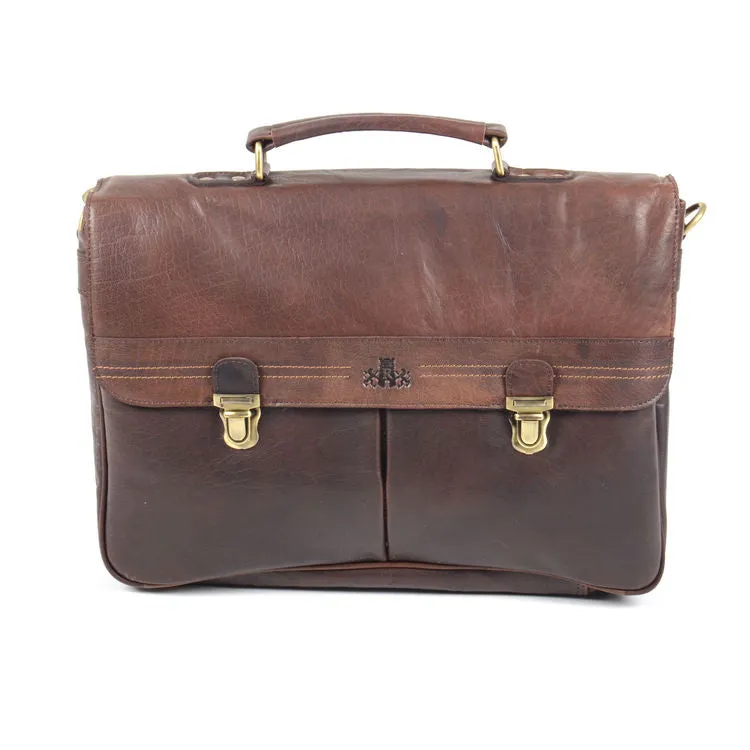 Rowallan Brown Classic Soft Leather Briefcase