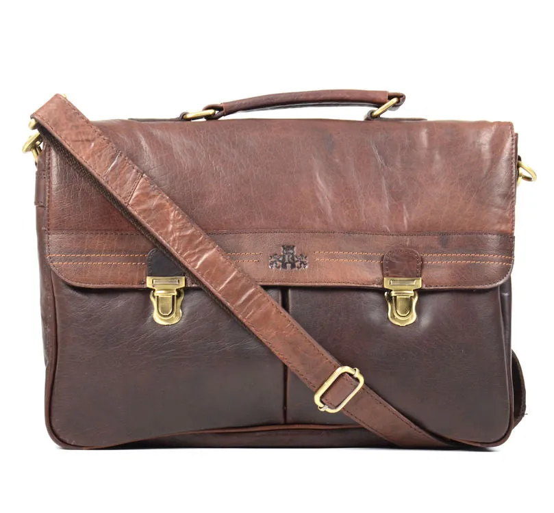 Rowallan Brown Classic Soft Leather Briefcase