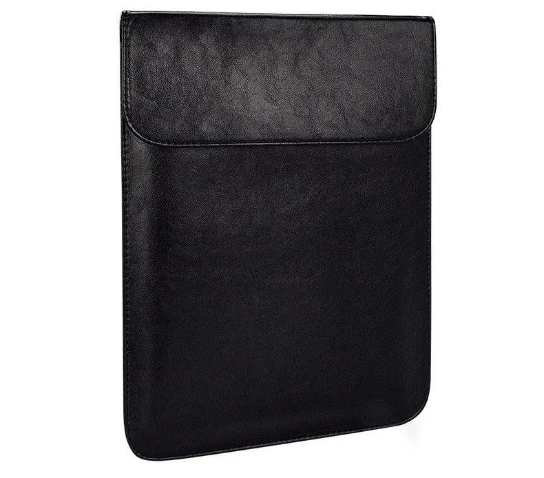 Sleek Men's Slim Leather Laptop Sleeve- Black