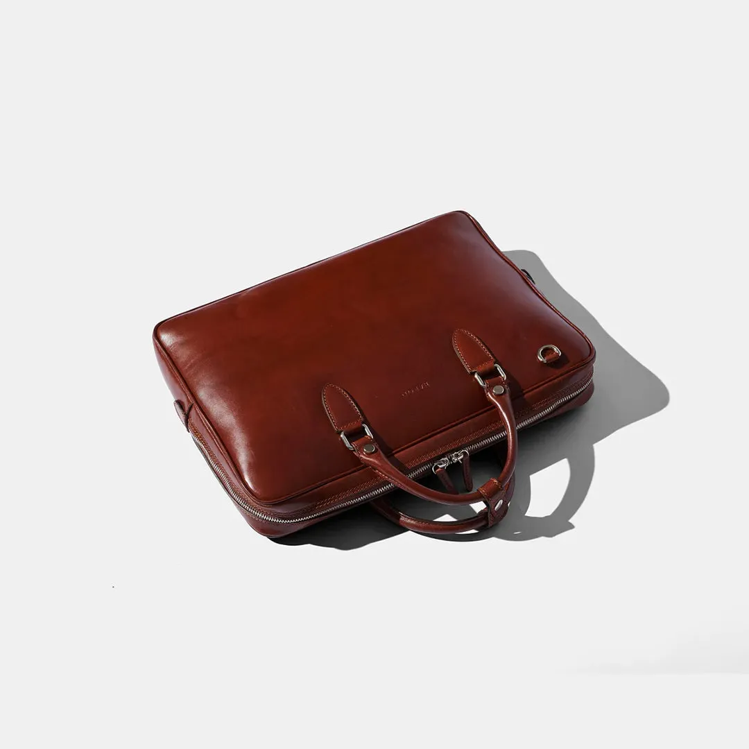 Slim Briefcase - Cognac Leather by Baron