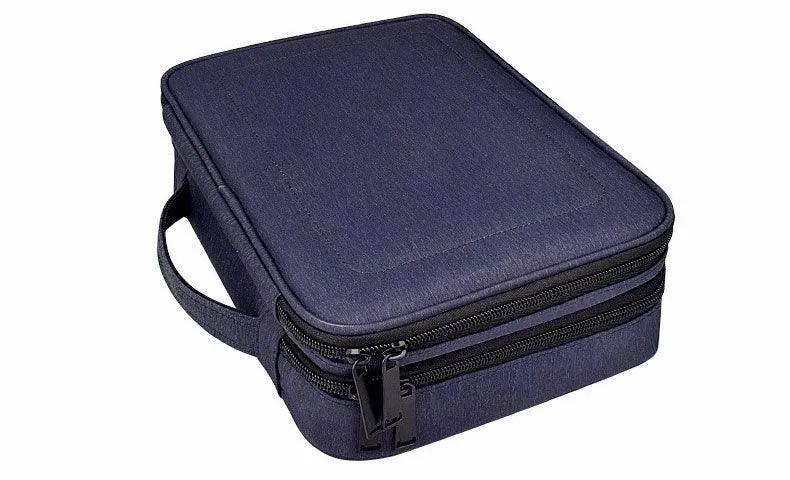 Soft Fabric Water Resistant Sleeve Double Zip Ipad Pouch Case- NavyBlue