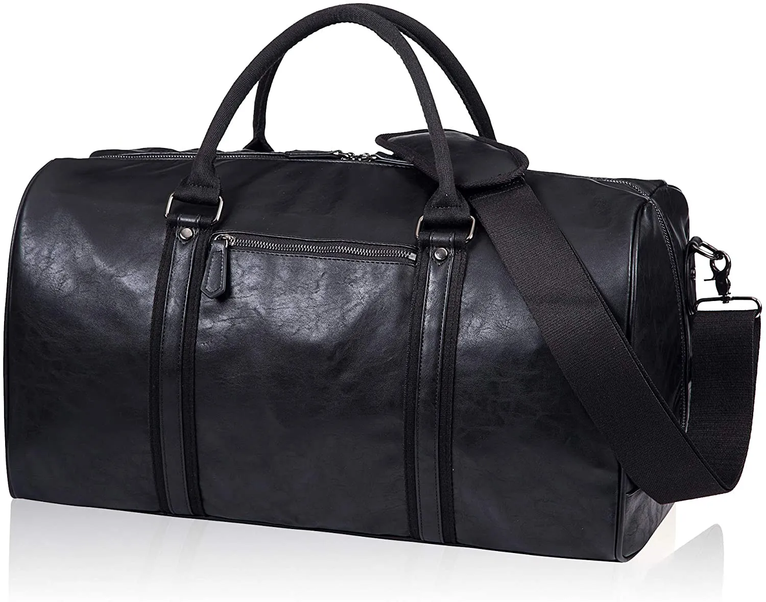 SYFashion™ Men's Vintage Leather 52L Oversized Travel Gym Duffle Weekend Bag