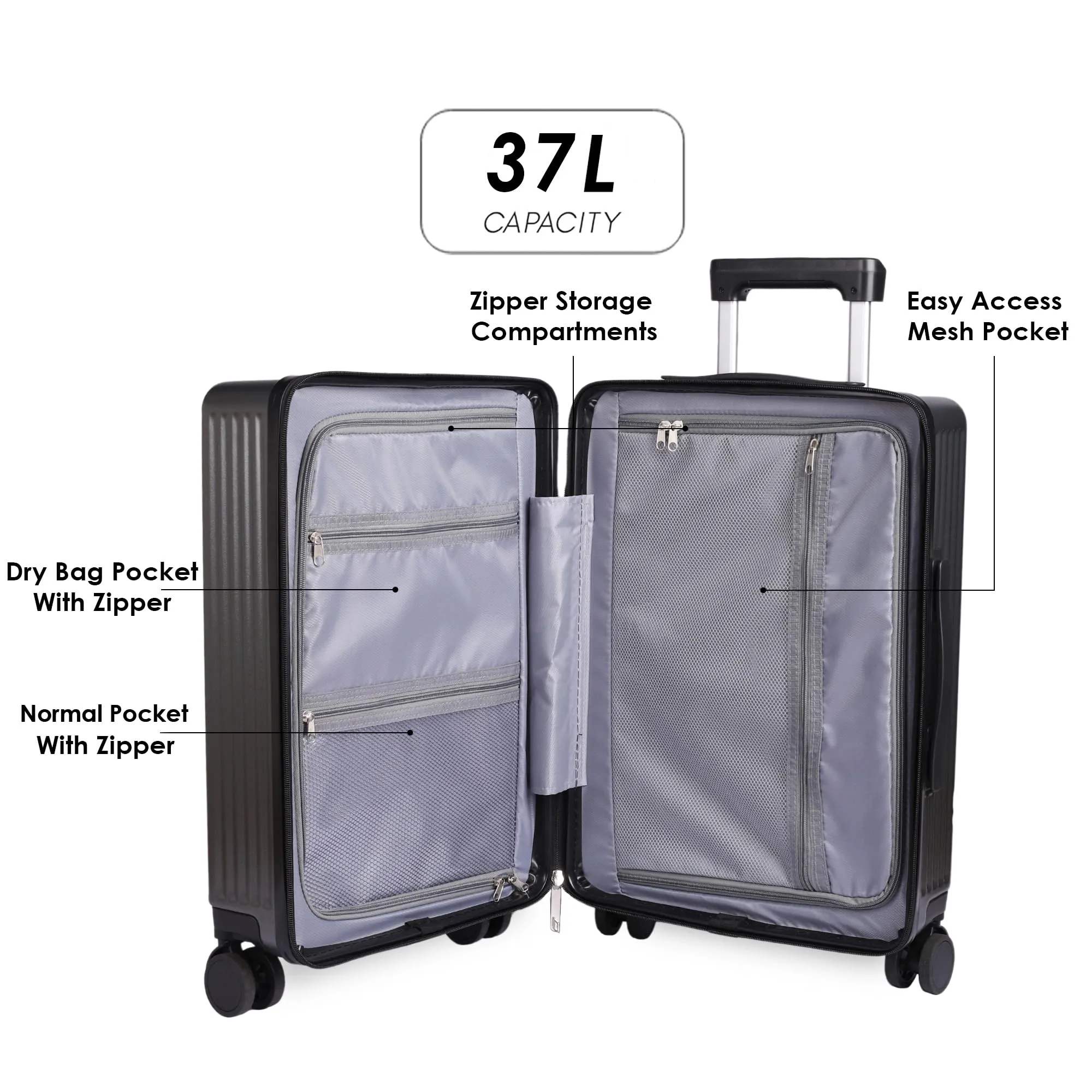 THE CLOWNFISH Trolley Bags for Travel | ABS and Polycarbonate Suitcase | Hard Sided Cabin Luggage Bag with 8 Silent Wheels for Travel