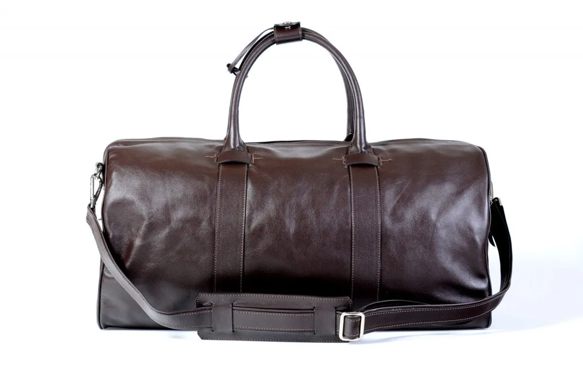 The Torino Calf Leather Overnight Contemporary Duffel - Walnut Brown