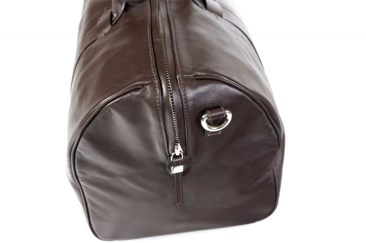 The Torino Calf Leather Overnight Contemporary Duffel - Walnut Brown