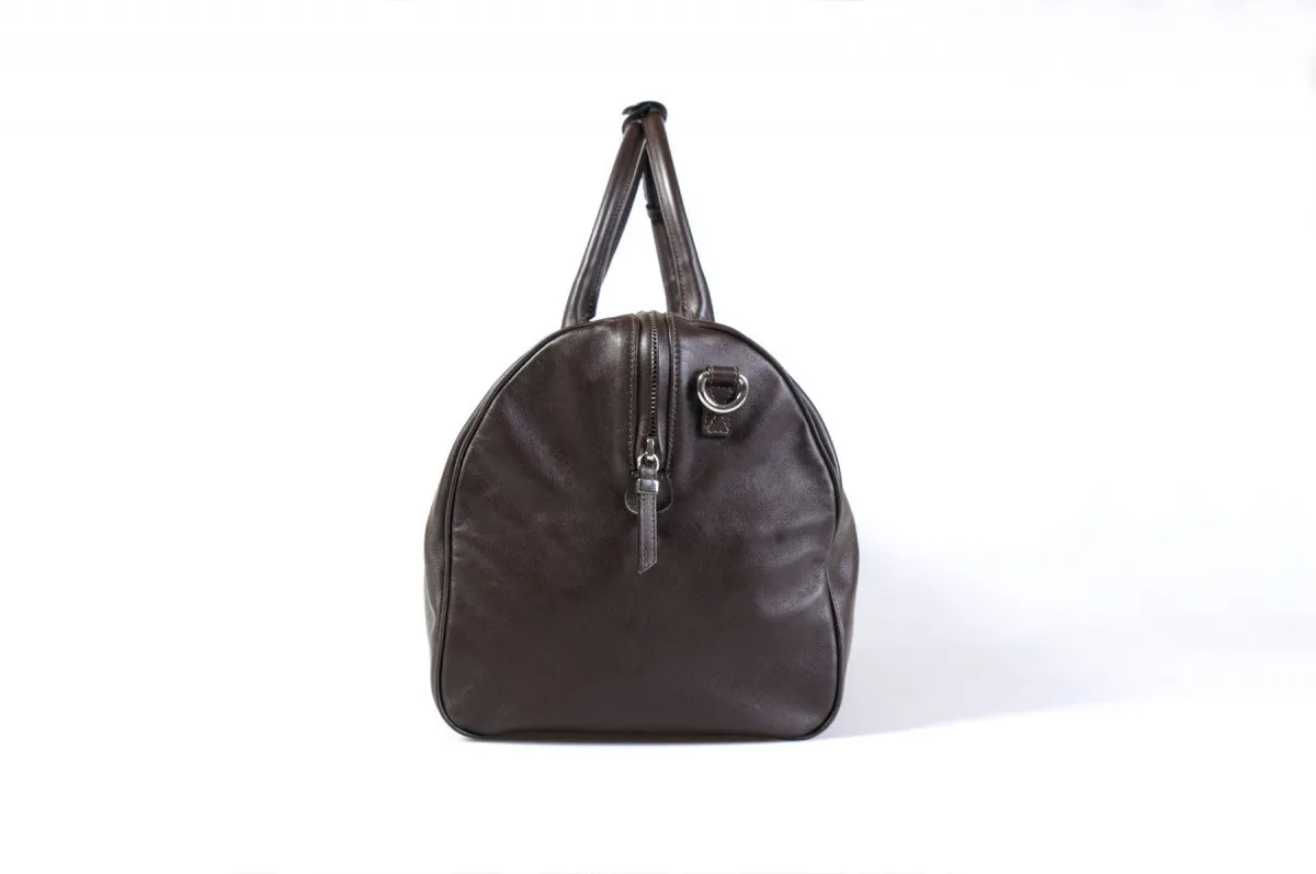 The Torino Calf Leather Overnight Contemporary Duffel - Walnut Brown