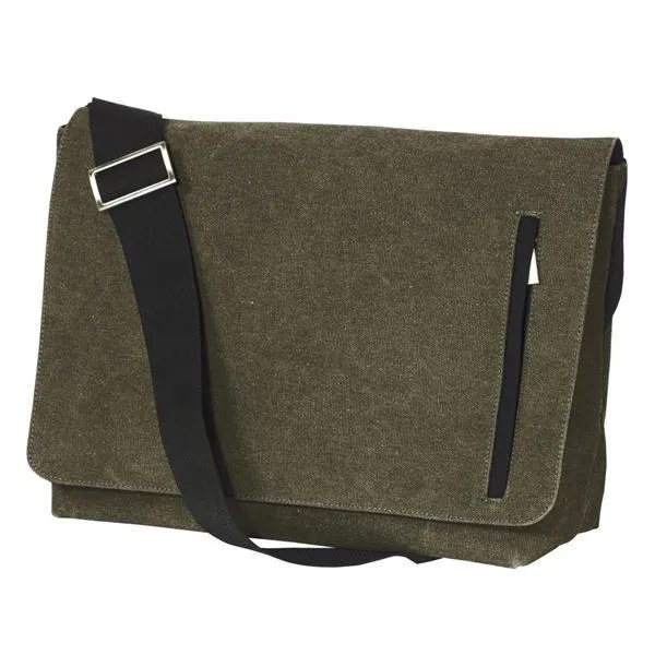 Washed Cotton Messenger Bags with Front Pocket