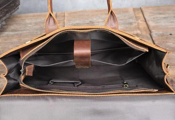 Woosir Slim Leather Laptop Bag for Men