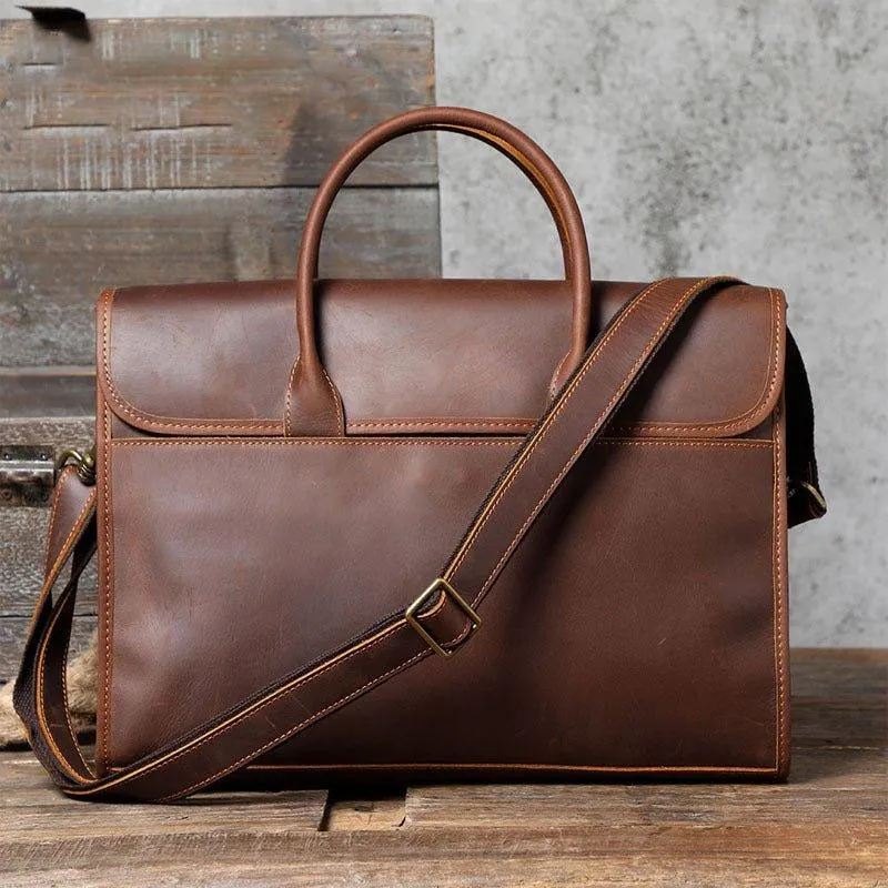 Woosir Slim Leather Laptop Bag for Men