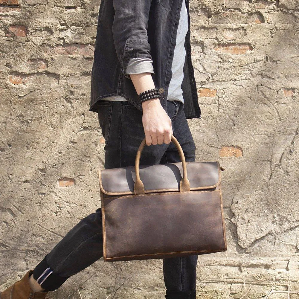 Woosir Slim Leather Laptop Bag for Men